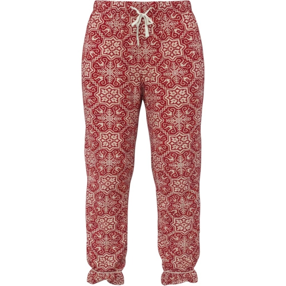 Lands End Pajama Pants Joggers Womens XS 2-4 Red White Excellent Snowflake Print